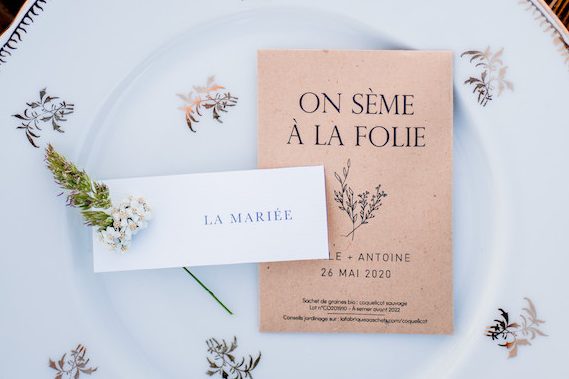 Sachet de graines d'amour pour les invités d'un mariage.