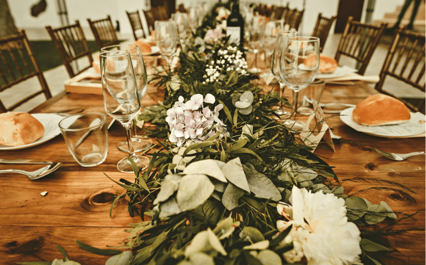 Décoration florale d'une table