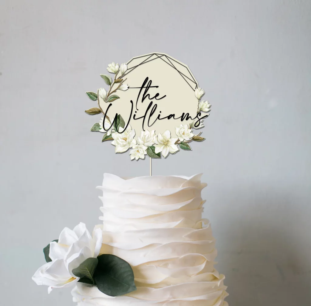 cake topper floral personnalisé
