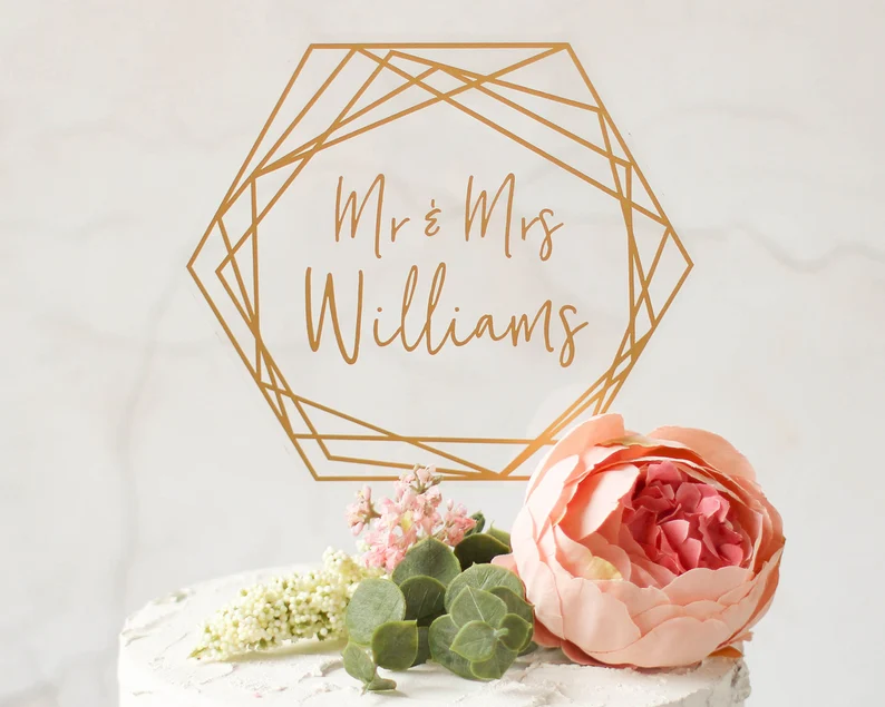 Cake topper hexagone personnalisé