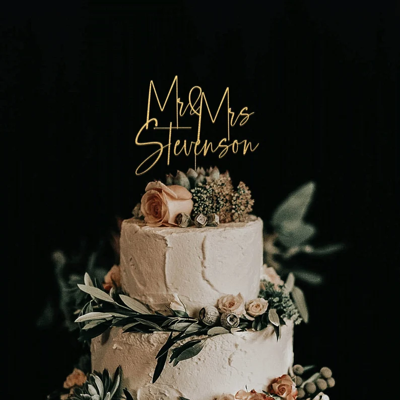cake topper prénoms des mariés 
