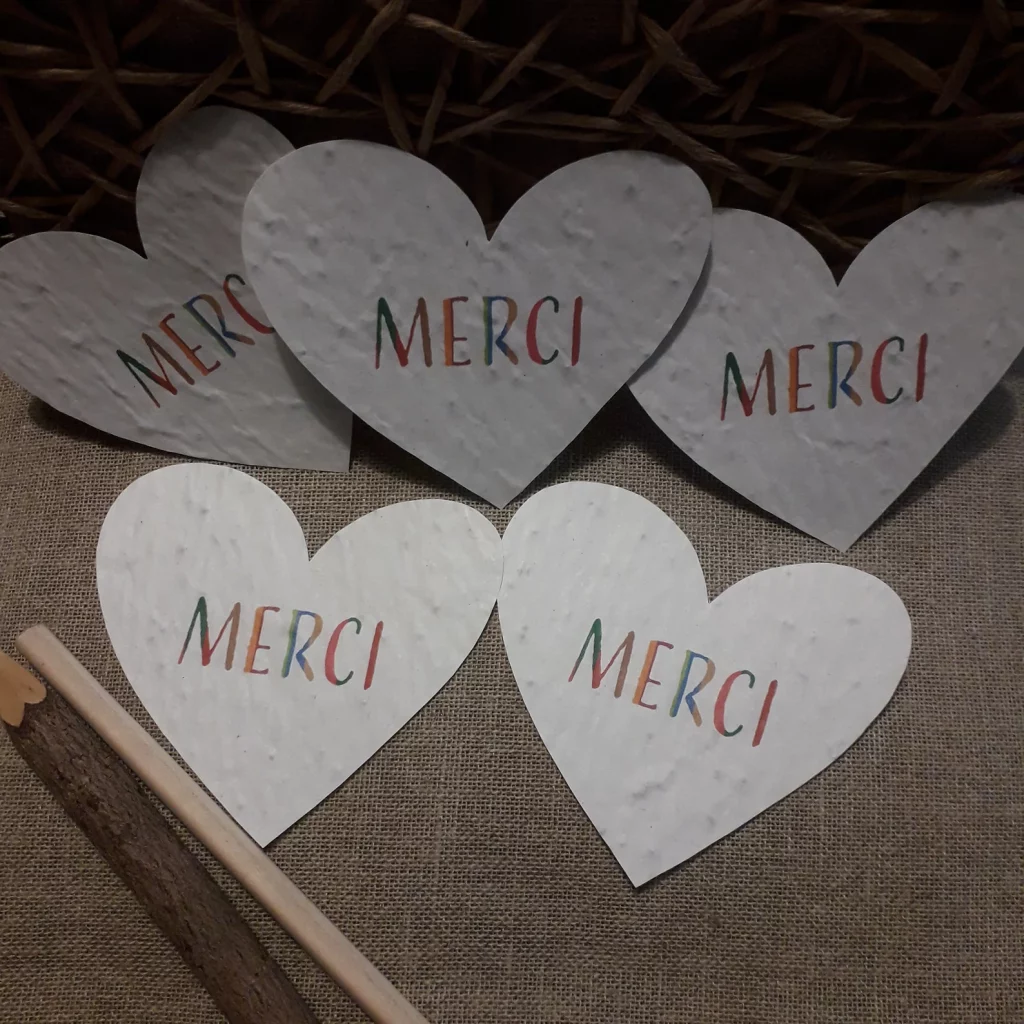 Carte de remerciement forme de coeur