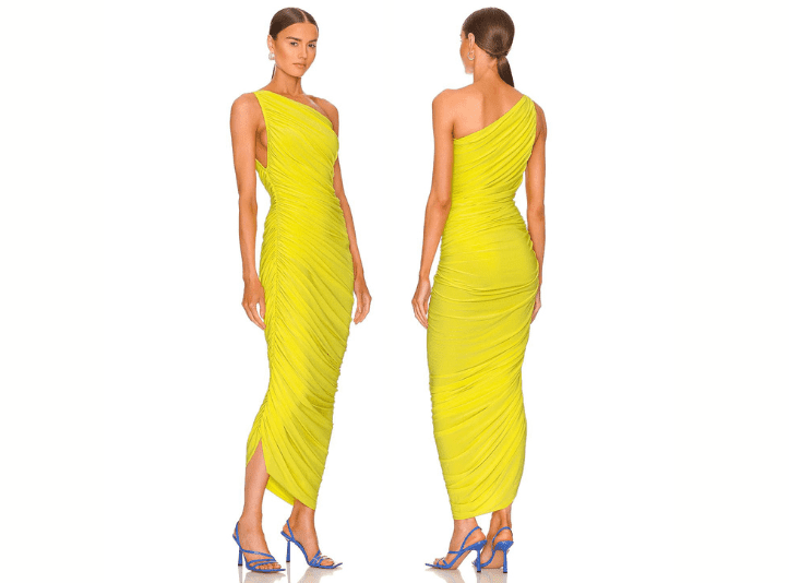 Robe jaune à la coupe asymétrique de la marque Revolve