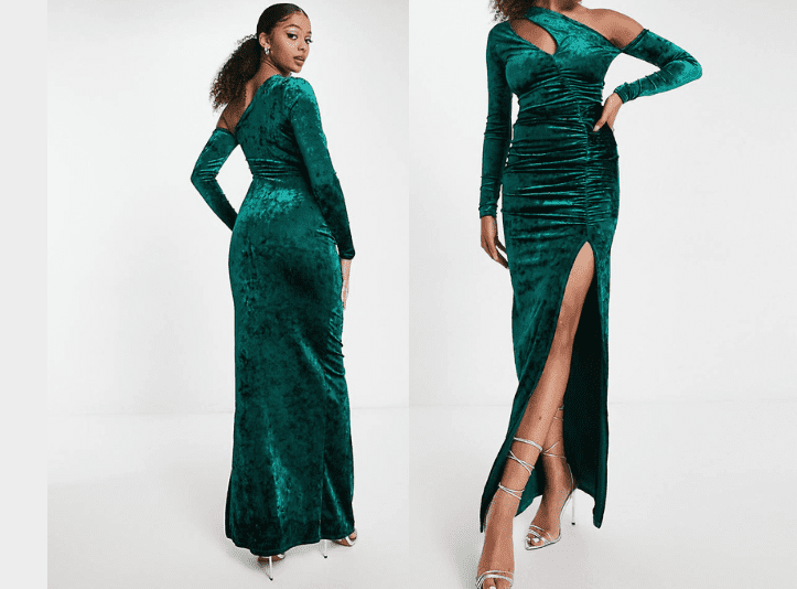 Robe asymétrique en velour Asos