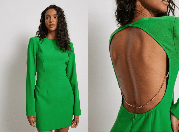 Robe verte à dos nu de la marque Na-kd